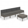 Set de muebles de jardín 5 pzas y cojines ratán sintético gris 2