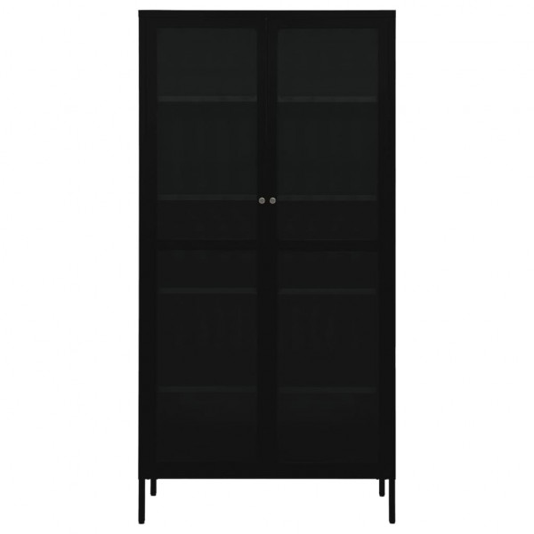 Vitrina de acero y vidrio templado negra 90x40x180 cm M 3