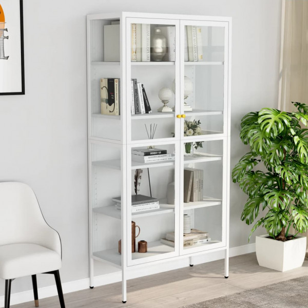 Vitrina de acero y vidrio templado blanca 90x40x180 cm D
