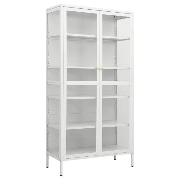 Vitrina de acero y vidrio templado blanca 90x40x180 cm M 2