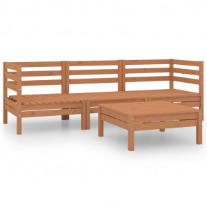 Juego de muebles de jardín 4 pzs madera maciza pino marrón miel H