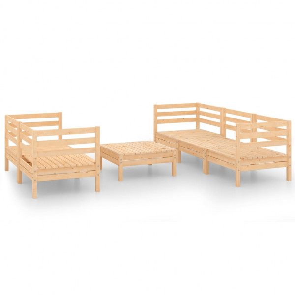 6 pcs conjunto lounge de jardim pinho maciço M 2