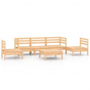 Juego de muebles de jardín 6 piezas madera maciza de pino H