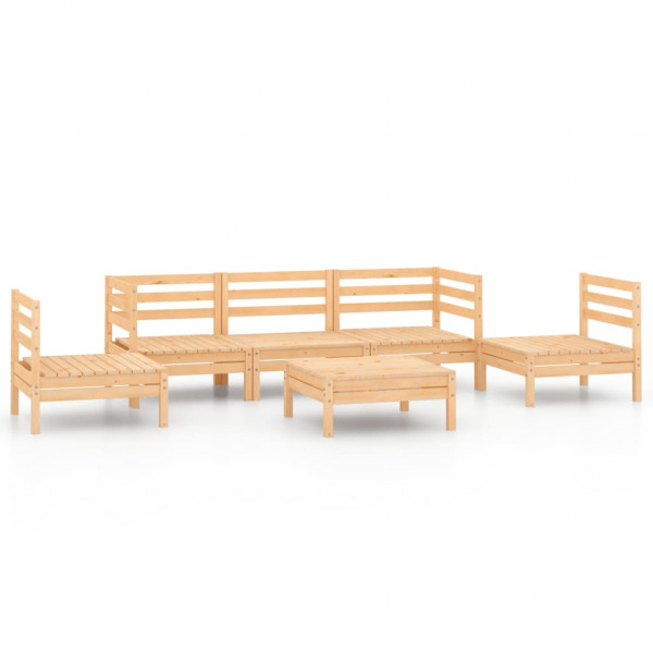 Juego de muebles de jardín 6 piezas madera maciza de pino M 2