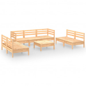 Juego de muebles de jardín 8 piezas madera maciza de pino H
