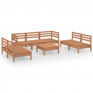 8 pcs conjunto lounge de jardim pinho maciço castanho mel H