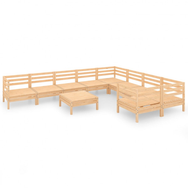 Juego de muebles de jardín 10 piezas madera maciza de pino M 2