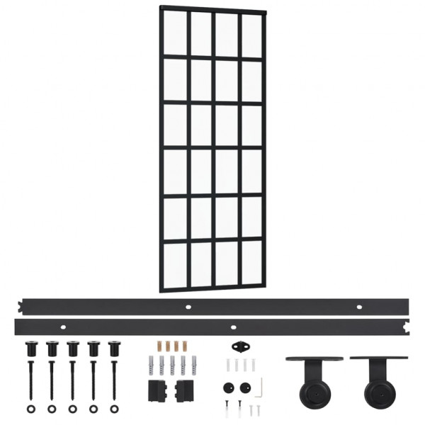 Puerta corredera con herrajes ESG vidrio y aluminio 76x205 cm M 2