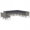 Set de muebles de jardín 9 pzas y cojines ratán sintético gris 2