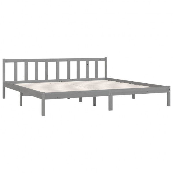 Estructura de cama madera maciza de pino gris 200x200 cm M 3