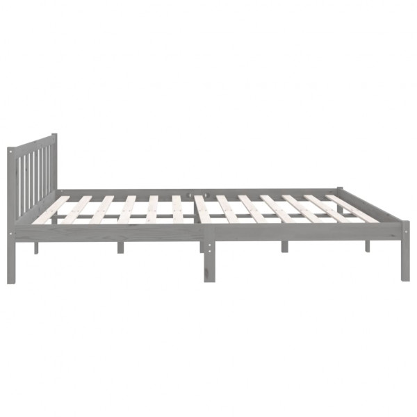 Estructura de cama madera maciza de pino gris 200x200 cm M 5