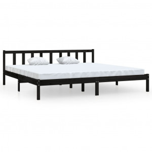 Estructura de cama de madera maciza de pino negro 200x200 cm H