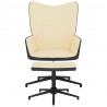 Silla de relajación con reposapiés terciopelo y PVC crema 4