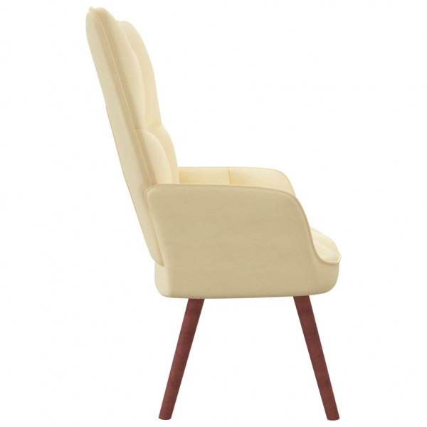 Sillón de relax de terciopelo blanco crema M 3