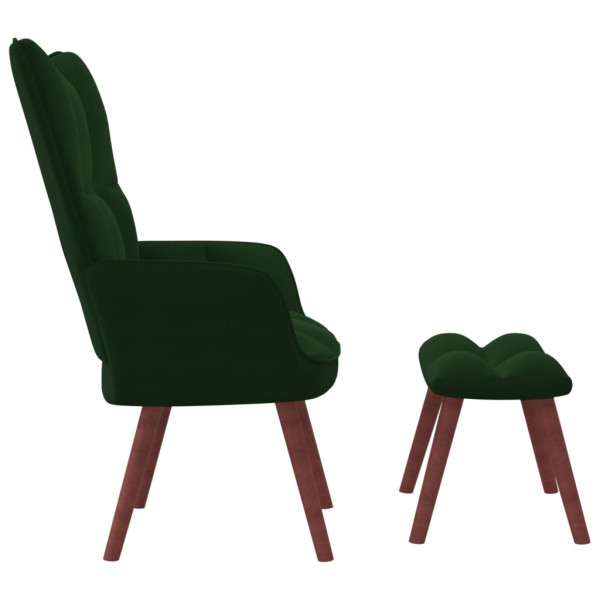 Sillón de relax con taburete terciopelo verde oscuro M 3