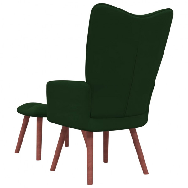 Sillón de relax con taburete terciopelo verde oscuro M 4
