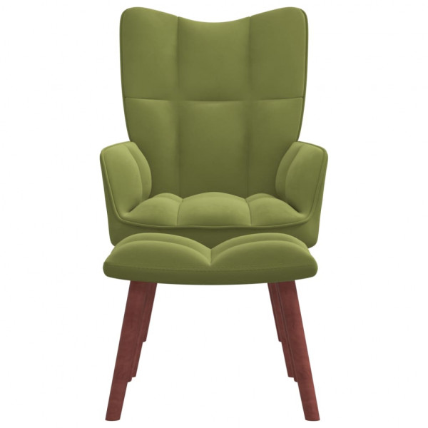 Sillón de relax con taburete de terciopelo verde claro M 2