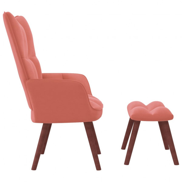 Sillón de relax con taburete terciopelo rosa M 4