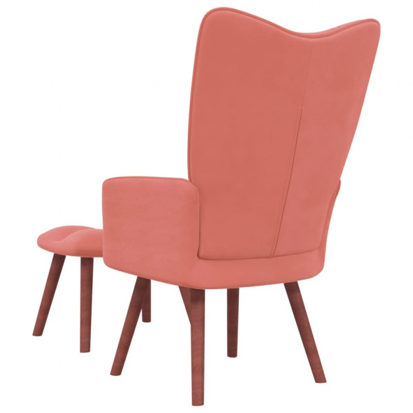 Sillón de relax con taburete terciopelo rosa M 5