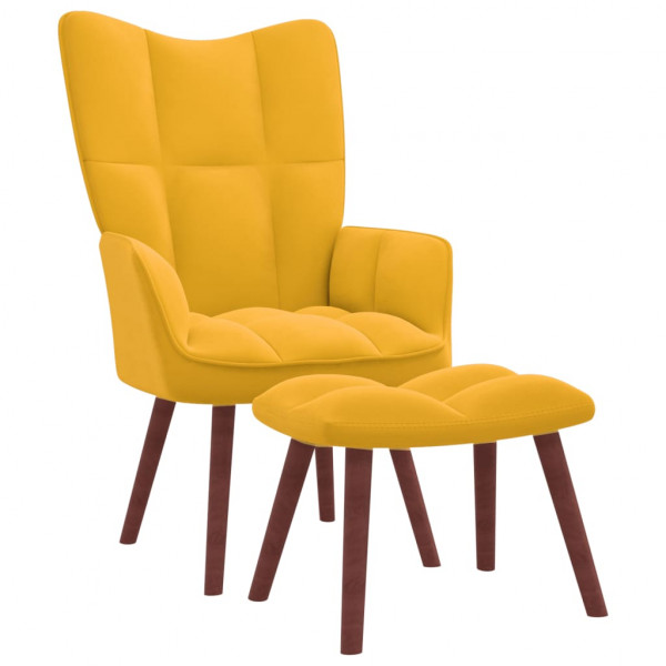 Sillón de relax con taburete terciopelo amarillo mostaza D