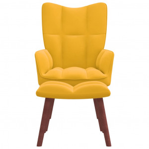 Sillón de relax con taburete terciopelo amarillo mostaza H