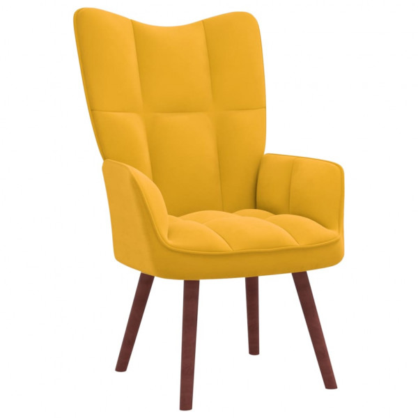 Sillón de relax con taburete terciopelo amarillo mostaza M 5