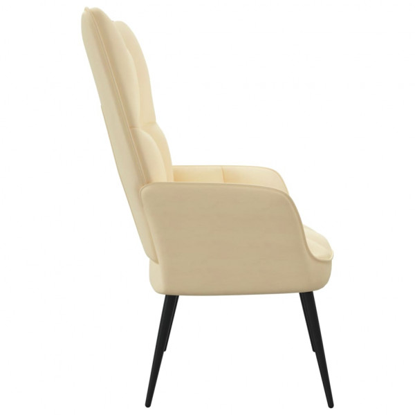 Silla de relajación de terciopelo blanco crema M 4