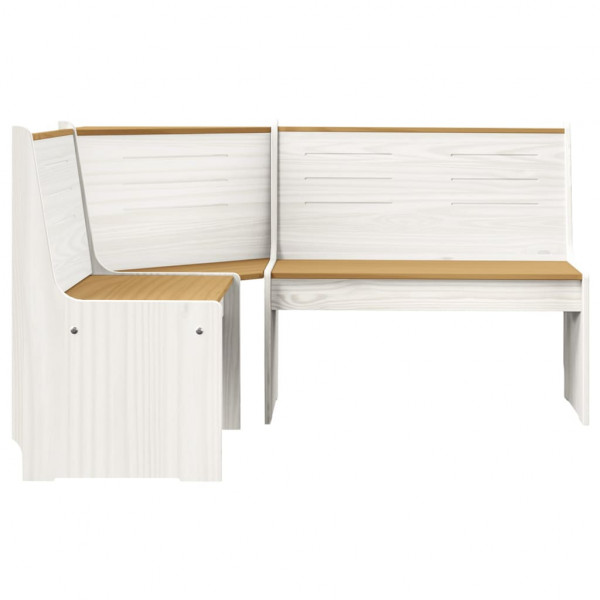 Banco de canto REINE 151 cm pinho maciço castanho mel e branco M 2