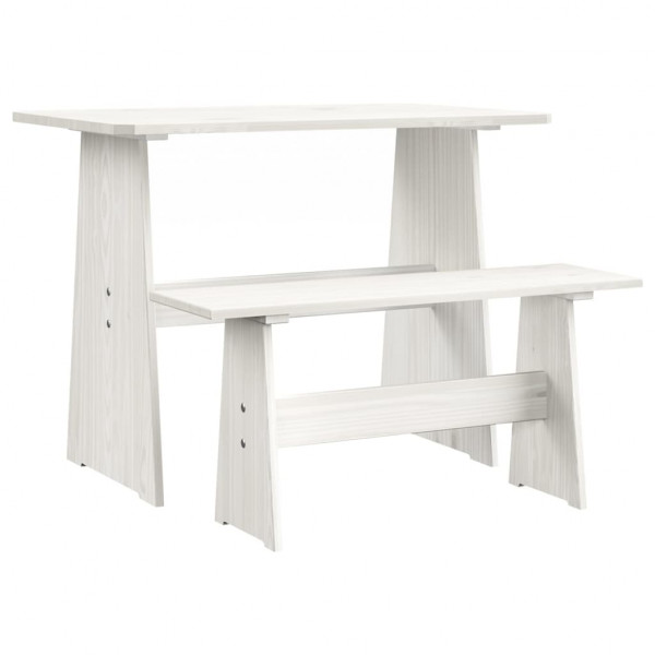Mesa de comedor con banco de madera maciza de pino blanca D