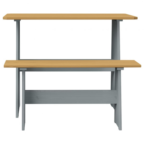 Mesa de jantar banco REINE pinho maciço castanho mel/cinzento M 2