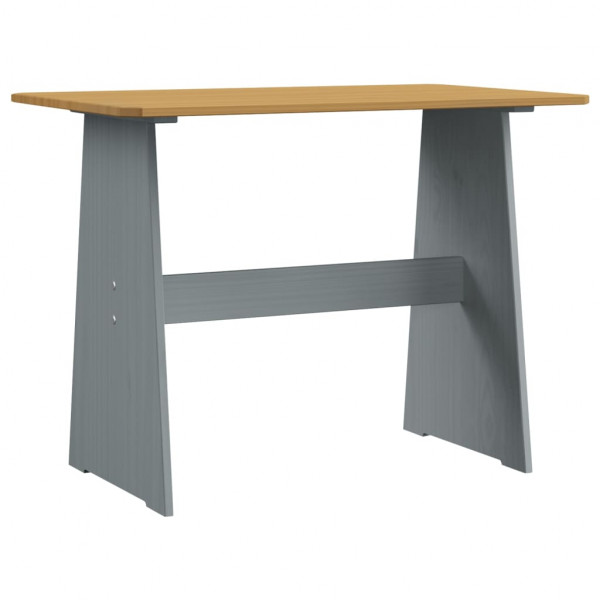 Mesa de comedor con banco madera maciza gris y marrón miel M 3