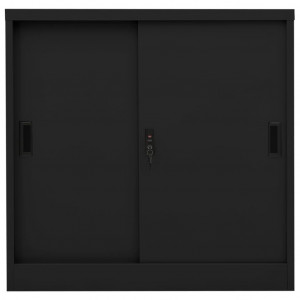 Armário de escritório c/ porta deslizante 90x40x90 cm aço preto H