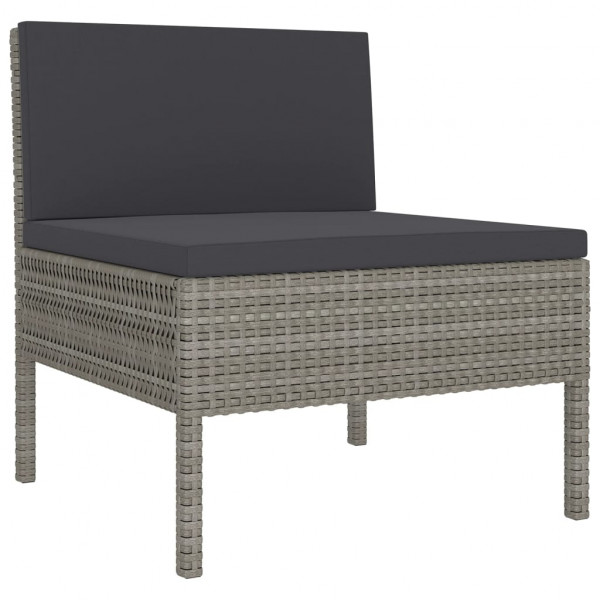 Set de muebles de jardín 7 pzas y cojines ratán sintético gris M 3