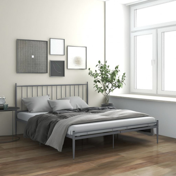 Estructura de cama de metal gris 180x200 cm D