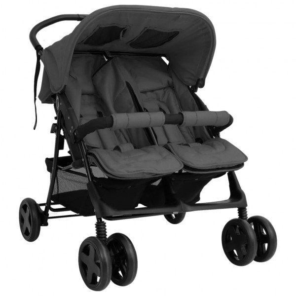 Carrito para gemelos de acero gris oscuro D