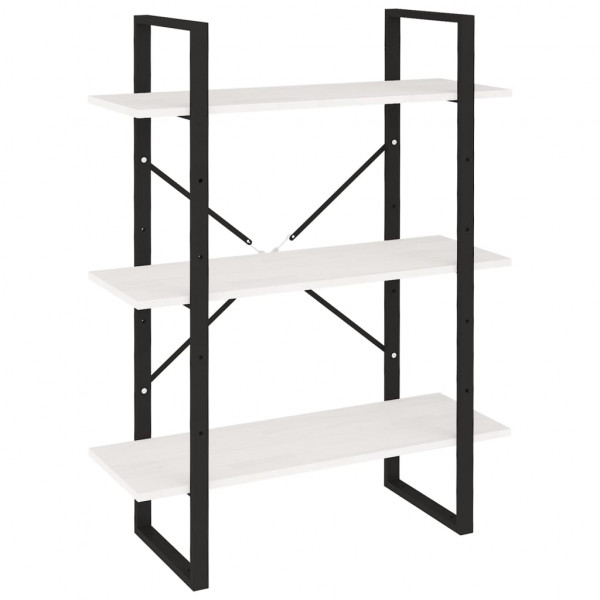 Estante com 3 prateleiras 80x30x105 cm pinho maciço branco M 2