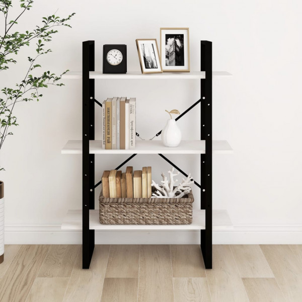 Estante com 3 prateleiras 80x30x105 cm pinho maciço branco M 4