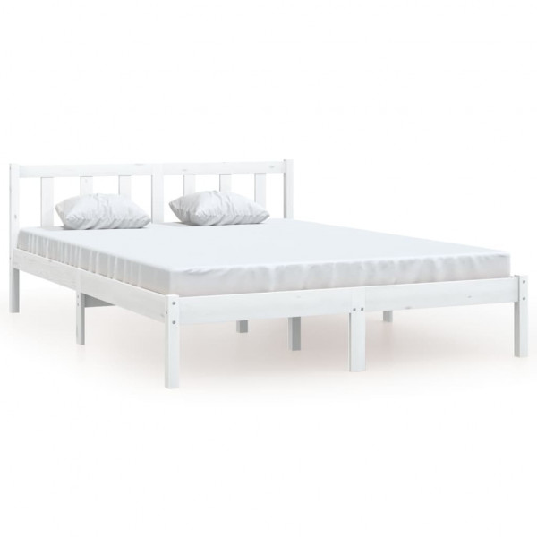 Estructura de cama madera maciza de pino blanco 135x190 cm M 2