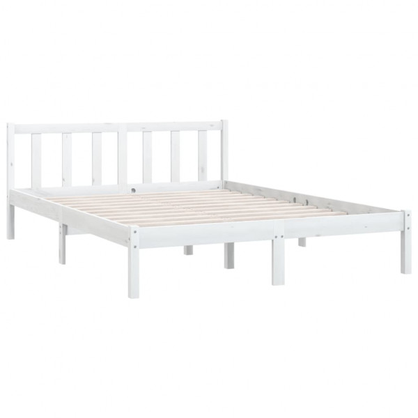Estrutura de cama 140x190 cm pinho maciço branco M 3