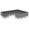 Set de muebles de jardín 11 pzas y cojines ratán sintético gris 2