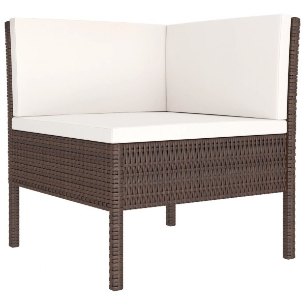 Set muebles de jardín 7 piezas cojines ratán sintético marrón M 5