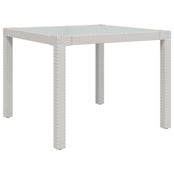 Mesa jardín vidrio templado ratán sintético 90x90x75 cm blanco M 2