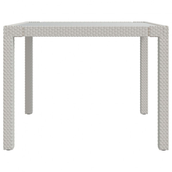Mesa jardín vidrio templado ratán sintético 90x90x75 cm blanco M 3