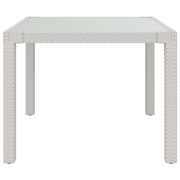 Mesa jardín vidrio templado ratán sintético 90x90x75 cm blanco M 4