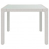 Mesa jardín vidrio templado ratán sintético 90x90x75 cm blanco 4