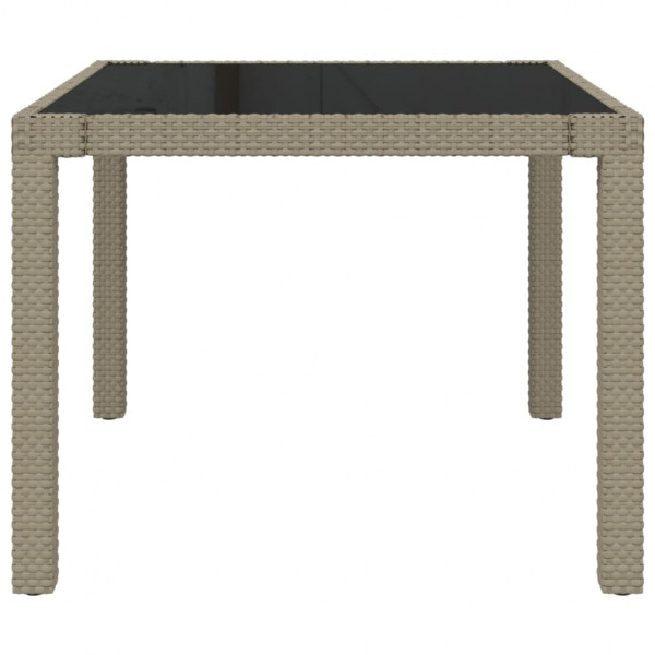 Mesa jardín vidrio templado ratán sintético 90x90x75 cm gris M 3