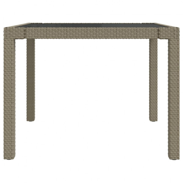 Mesa jardín vidrio templado ratán sintético 90x90x75 cm gris M 4