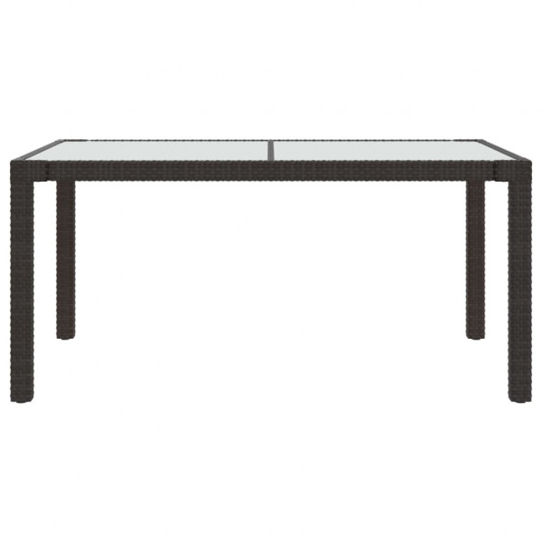 Mesa jardín vidrio templado ratán sintético 150x90x75 cm marrón M 3