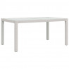 Mesa jardín vidrio templado ratán sintético 150x90x75 cm blanco 2