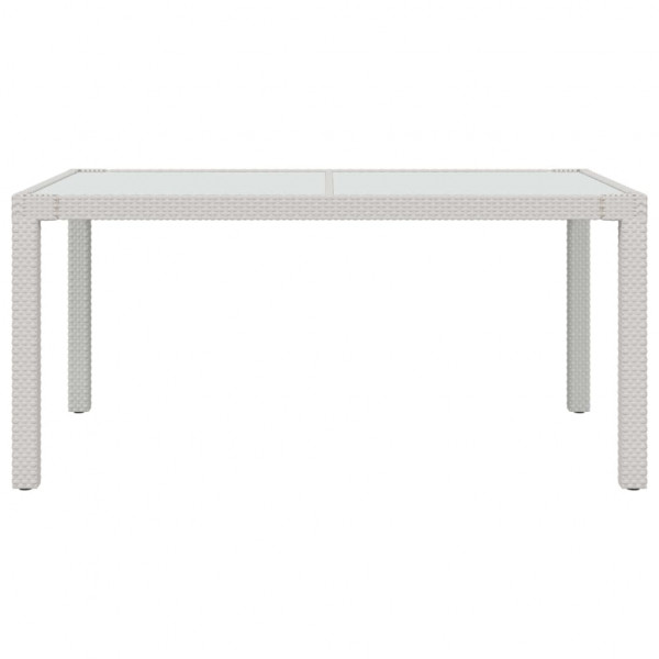 Mesa jardín vidrio templado ratán sintético 150x90x75 cm blanco M 3